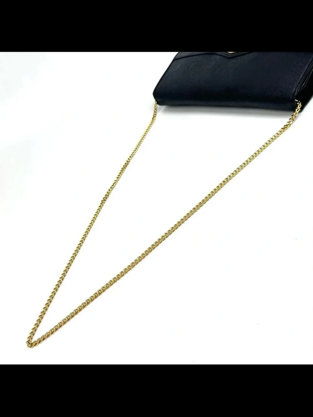 Dior Black Leather Clutch with Gold Chain Detail